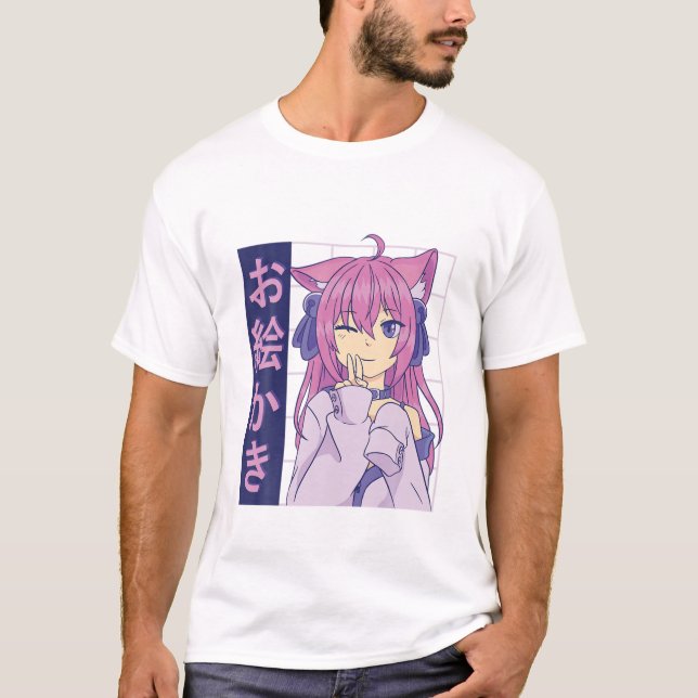 Funny Anime Japanisch Eyes Teen Girl Characters Ka T-Shirt (Vorderseite)