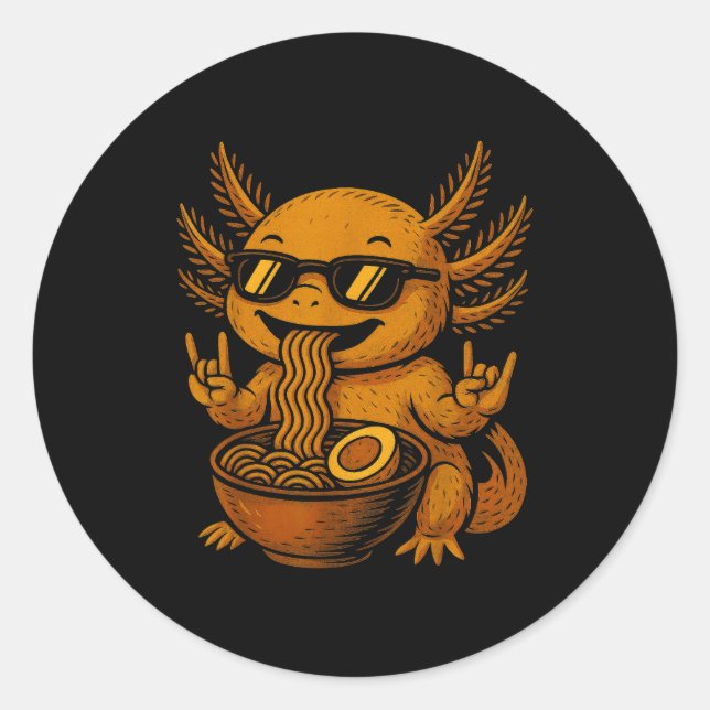 Funny Anime Kawaii Axolotl Eating Ramen Graphic Te Runder Aufkleber (Vorderseite)