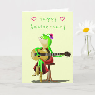 Funny Anniversary Card Frosch Guitar Player Karte
