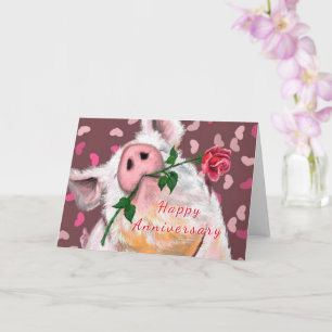 Funny Anniversary Card Gentleman Pig Liebe Karte