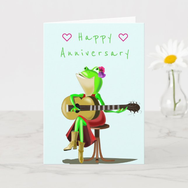 Funny Anniversary Card Happy Frog Guitar Player Karte (Kleine Pflanze)