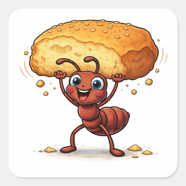 Funny Ant Lifting Giant Crumb Art Sticker (Vorderseite)