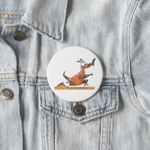 Funny Anteater Cartoon Quirky Running Animal Button