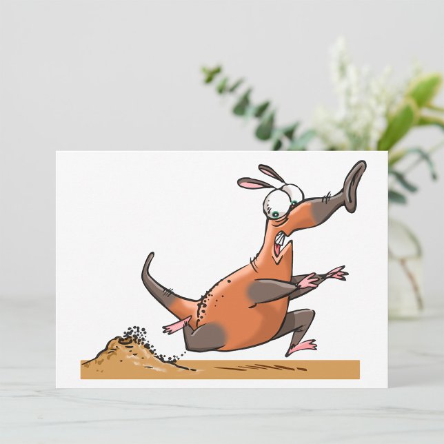 Funny Anteater Cartoon Quirky Running Animal Einladung (Von Creator hochgeladen)