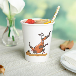 Funny Anteater Cartoon Quirky Running Animal Pappbecher