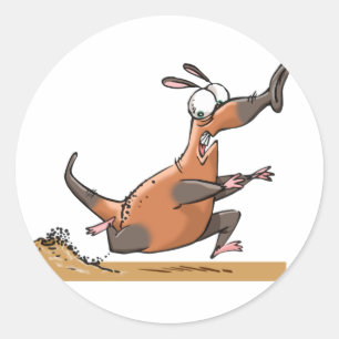 Funny Anteater Cartoon Quirky Running Animal Runder Aufkleber