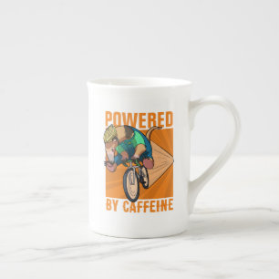 Funny Anteater Powered by Coffein Cyclist Cartoon Prozellantasse