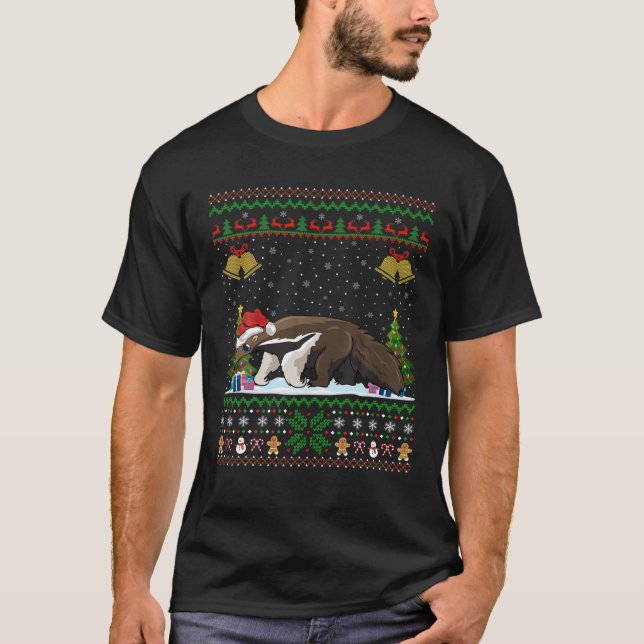 Funny Anteater Xmas Gift Santa Hat Ugly Anteater C T-Shirt (Vorderseite)