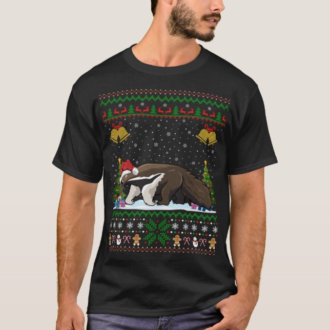 Funny Anteater Xmas Weihnachtsmannmütze Ugly Antea T-Shirt (Vorderseite)