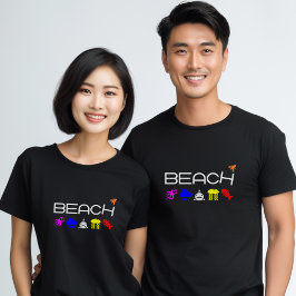 Funny Anti-Beach Icons Dunkle Farbe T-Shirt