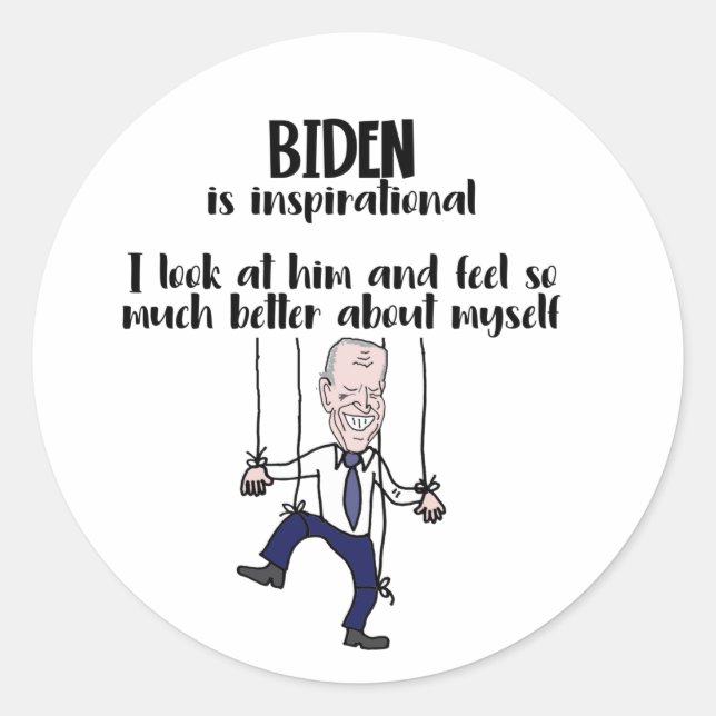 Funny anti Biden Puppet Inspiration Satire Runder Aufkleber (Vorderseite)