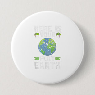 Funny Anti Flat Earth TShirt Button