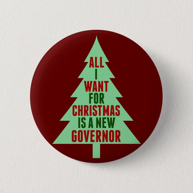 Funny Anti Governor Politischer Weihnachts-Spaß Button (Vorderseite)