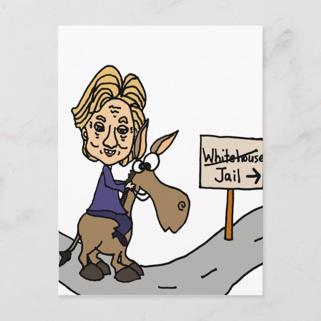 Funny Anti Hillary Politischer Cartoon Postkarte (Vorderseite)
