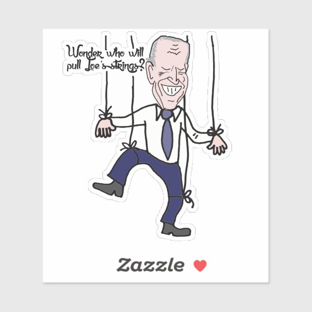 Funny Anti Joe Biden Puppet Politischer Cartoon Aufkleber (Blatt)
