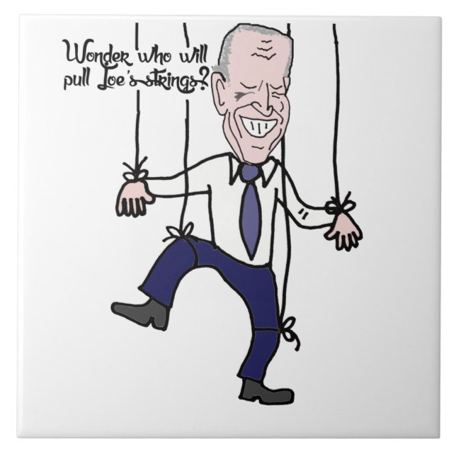 Funny Anti Joe Biden Puppet Politischer Cartoon Fliese (Vorderseite)