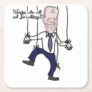 Funny Anti Joe Biden Puppet Politischer Cartoon Rechteckiger Pappuntersetzer