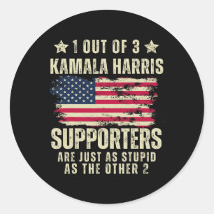Funny Anti Kamala Harris Stupid Joke American Flag Runder Aufkleber