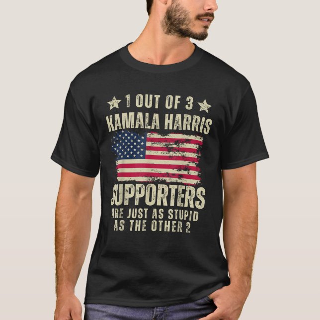Funny Anti Kamala Harris Stupid Joke American Flag T-Shirt (Vorderseite)