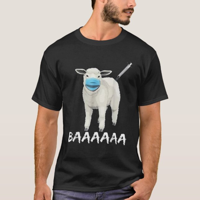 Funny-ANTI-MASK-SHEEP-WITH-FACE-MASK-Vaccine-Baa T-Shirt (Vorderseite)