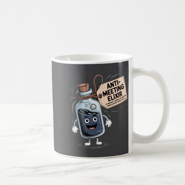 Funny Anti Meeting Elixir Retro Cartoon Office H  Kaffeetasse (Rechts)