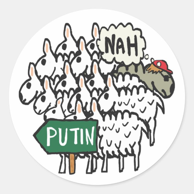 Funny Anti Putin Sheep Runder Aufkleber (Vorderseite)