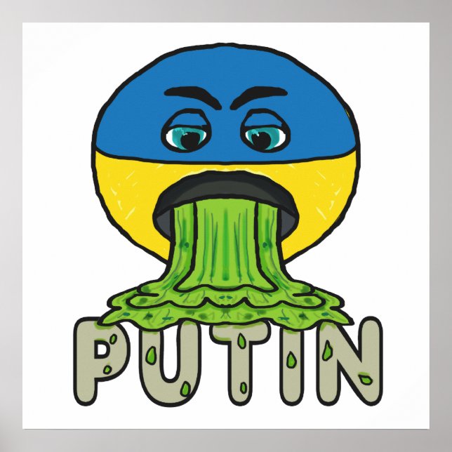 Funny Anti Putin Vomit Emoji Poster (Vorne)