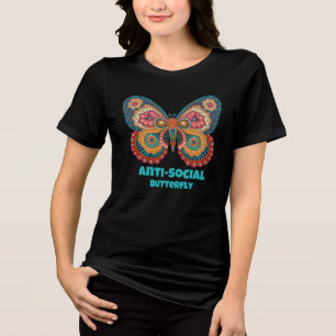 Funny Anti-Social Butterfly farbenfrohe Inspirivit Tri-Blend Shirt