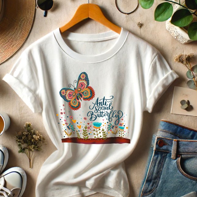 Funny Anti-Social Butterfly farbenfrohe Inspirivit Tri-Blend Shirt (Von Creator hochgeladen)