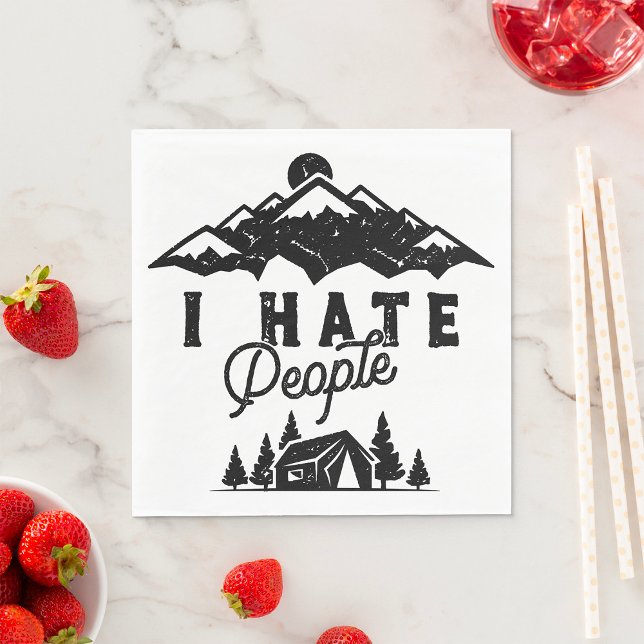 Funny Anti-Social Camping Ich Hasse Menschen Serviette (Von Creator hochgeladen)