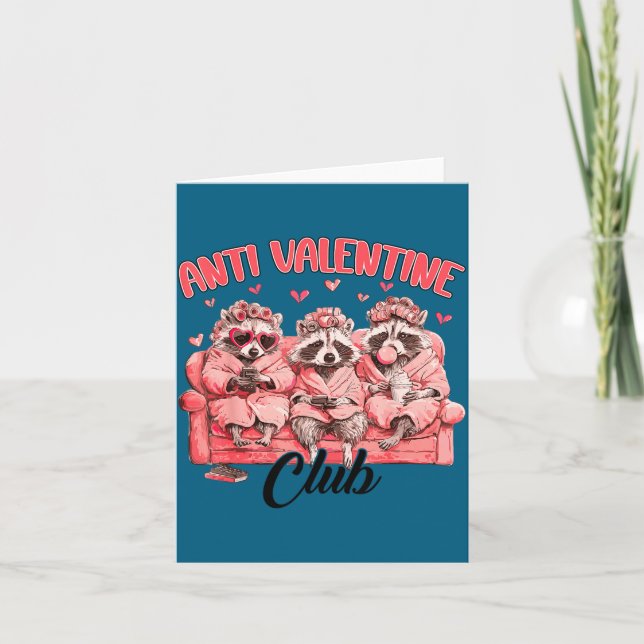 Funny Anti Valentine Club Raccoon Heart Happy Vale Karte (Vorderseite)