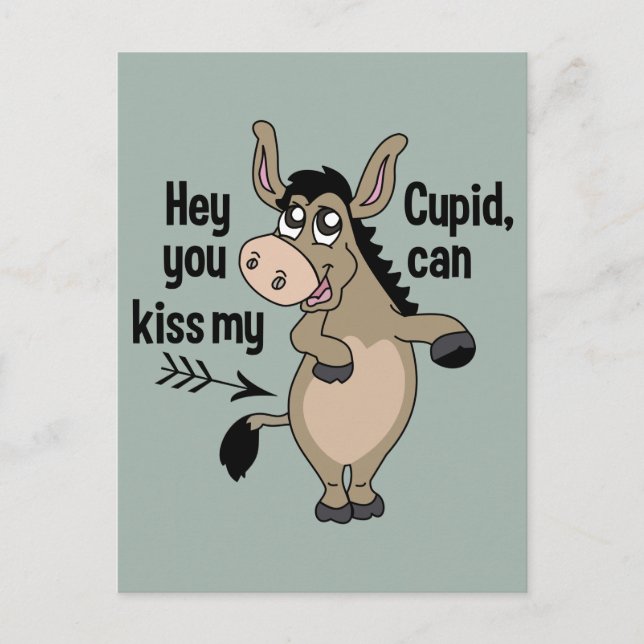 Funny Anti-Valentine-Donkey-Postkarte Feiertagspostkarte (Vorderseite)
