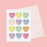Funny Anti Valentine's Day Candy Hearts Folien Feiertagspostkarte<br><div class="desc">Das wunderbare Herzstück des Valentinstag-Designs mit gemeinen Sätzen. Zu den Phrasen zählen "Ewww,  Verlass mich alleine,  Get Love,  Go Away,  Ur Gross,  U Riech,  Sorry nicht sorry,  Single ist besser,  L8tr,  Nope,  Liebe stinks und k thx bye".</div>