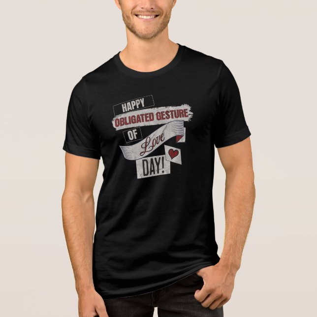 Funny Anti Valentines Day Happy Obligated Gesture  Tri-Blend Shirt (Vorderseite)