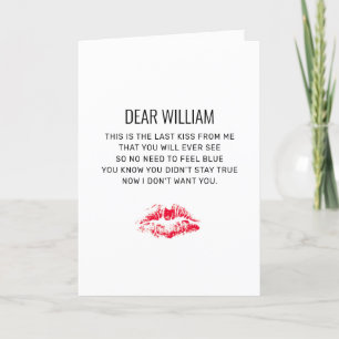 Funny Anti Valentinstag Gedicht Red Kiss Card Feiertagskarte