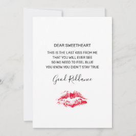 Funny Anti Valentinstag Gedicht Red Kiss Karte