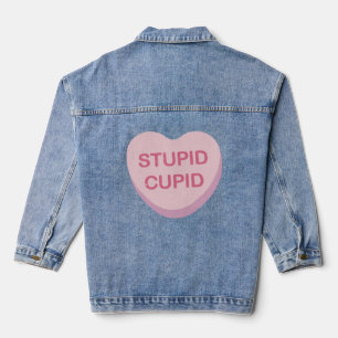 Funny Anti-Valentinstag Stupid Cupid Heart Candy Jeansjacke