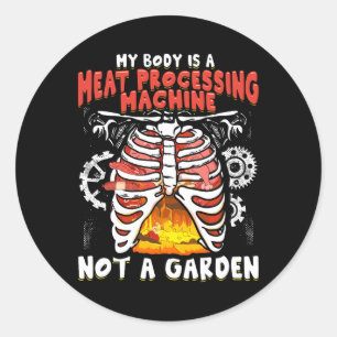 Funny Anti Vegan Meater Funny Meat Lover Grillen C Runder Aufkleber