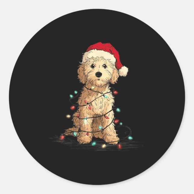Funny Ao Christmas Graphics Dog Lights Lover  Runder Aufkleber (Vorderseite)