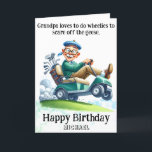 *~* Funny AP94 Older Golf Cart Man Birthday Card Dankeskarte<br><div class="desc">(Suchcode AP914um ähnliche Objekte zu finden) Einfache Übertragung auf andere Zazzle Produkte. Energetisch von Anna Rosa Senior Opa Alte Mann Golfer Albern Funny Unglaublich witzig Spaß - Golfing.= Opa - Caddy Dinosaur QUOTE Opa Lieben zu tun, Wheelies zu erschrecken von den Gänsen. Funny Golf Geburtstagskarte - PERSONALISIEREN SIE DIE GANZE...</div>