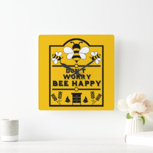 Funny Apiary Honey Bauer Quadratische Wanduhr