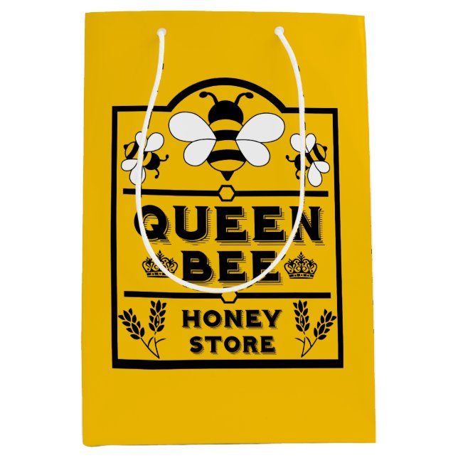 Funny Apiary Honey Queen Bee Mittlere Geschenktüte (Vorderseite)