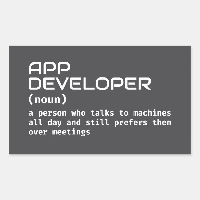 Funny App Developer Definition Rechteckiger Aufkleber (Vorderseite)