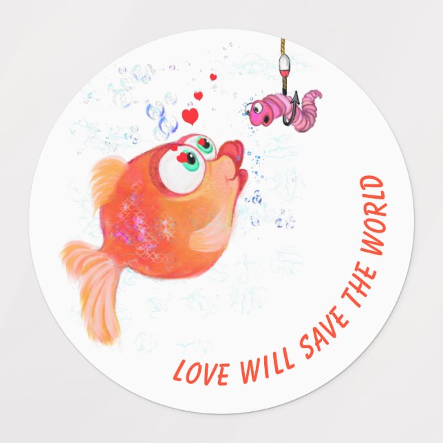 Funny Apple Worm Labels - Benutzerdefinierter Text Etiketten (Design 1)