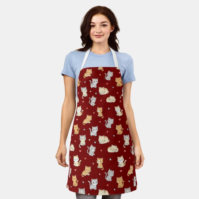 Funny Apron für Katze Lover Kawaii Cat Pattern Schürze (Getragen)