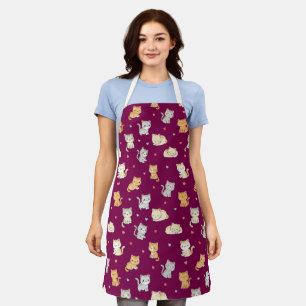 Funny Apron für Katze Lover Kawaii Cat Pattern Schürze