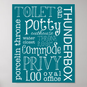 Funny Aquamarin Toilet Bad Sign Poster Printwerbun