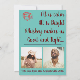 Funny Aquamarin Whiskey Weihnachts-Collage Feiertagskarte