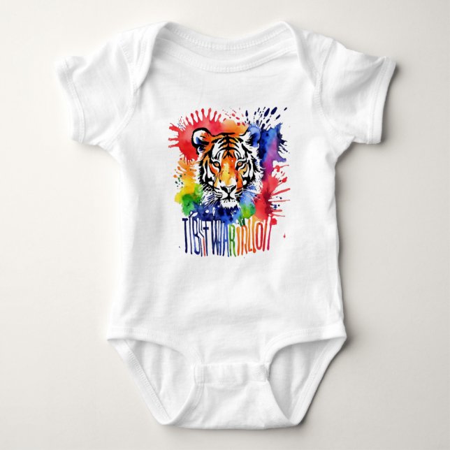 Funny Aquarell bunter Tiger Baby Strampler (Vorderseite)