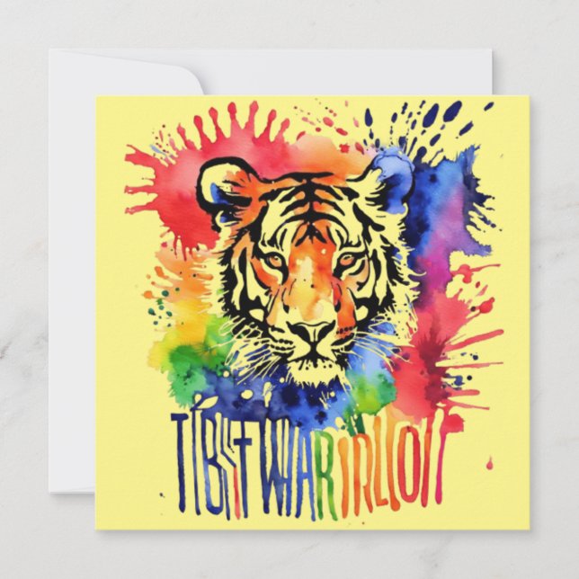 Funny Aquarell bunter Tiger Einladung (Vorderseite)